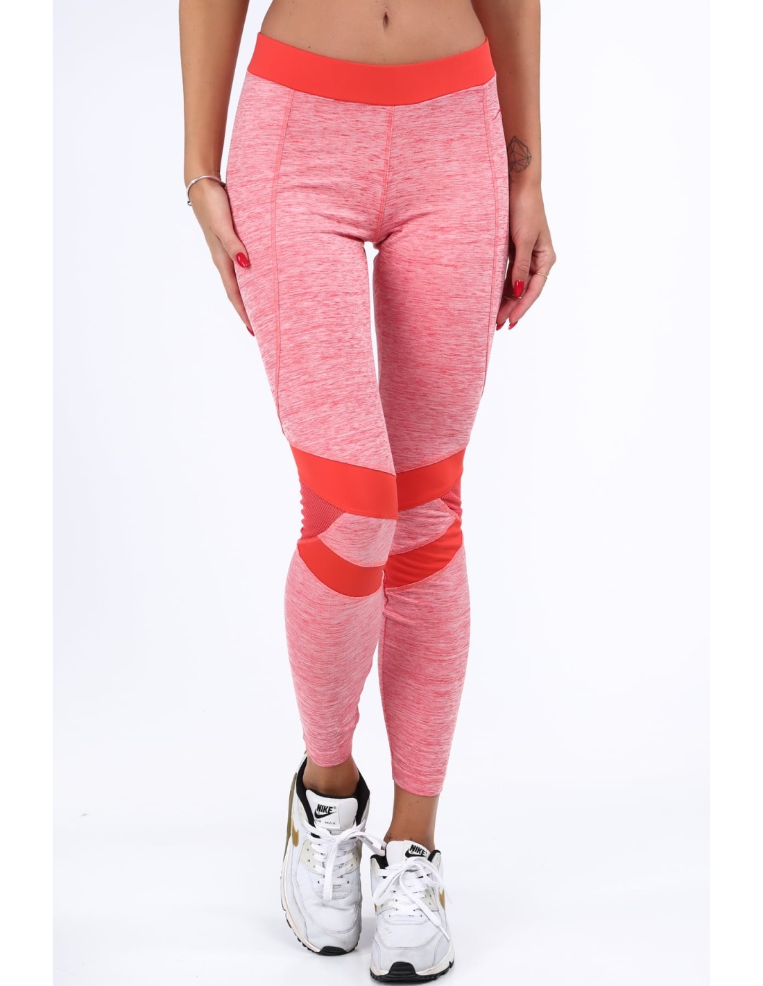 Fitted sports leggings in coral color MR13015 - Online store - Boutique